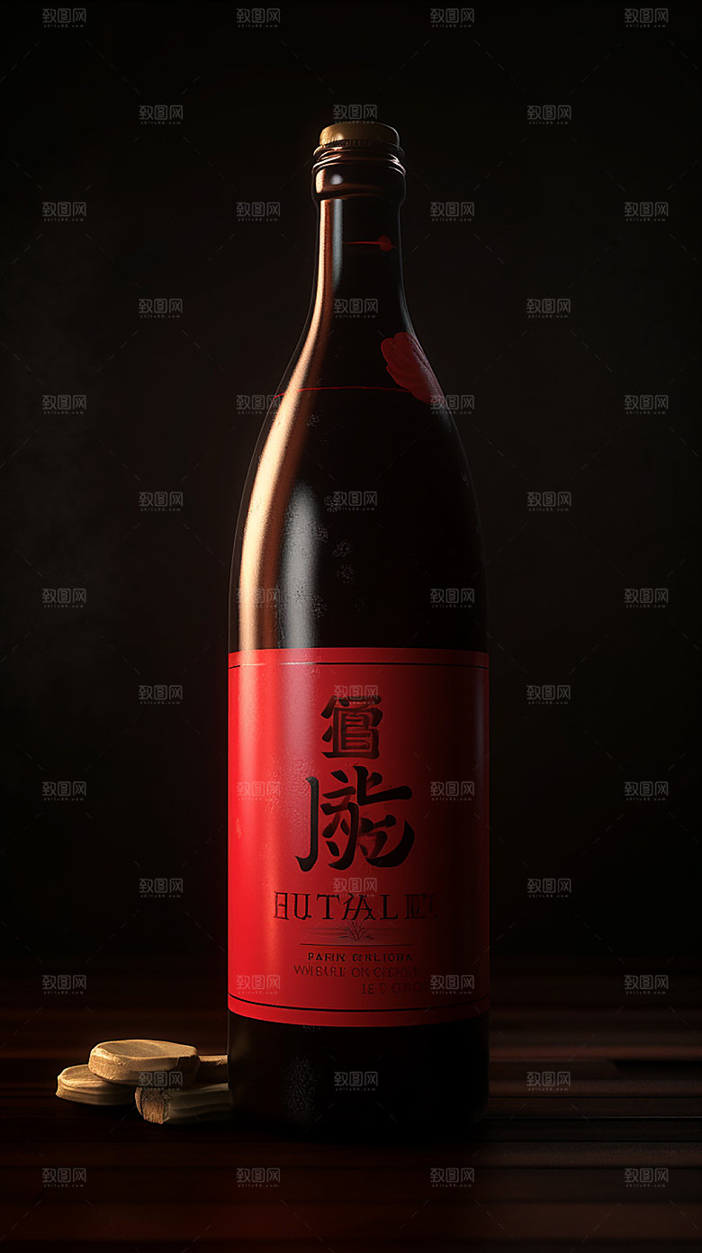 红酒高端包装模型