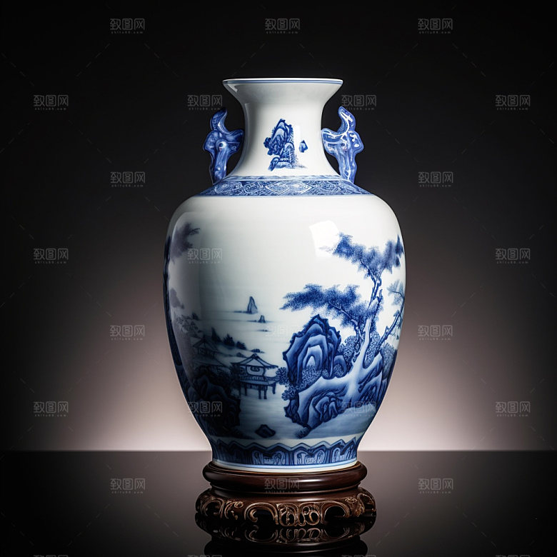 青花瓷器皿瓷器模型