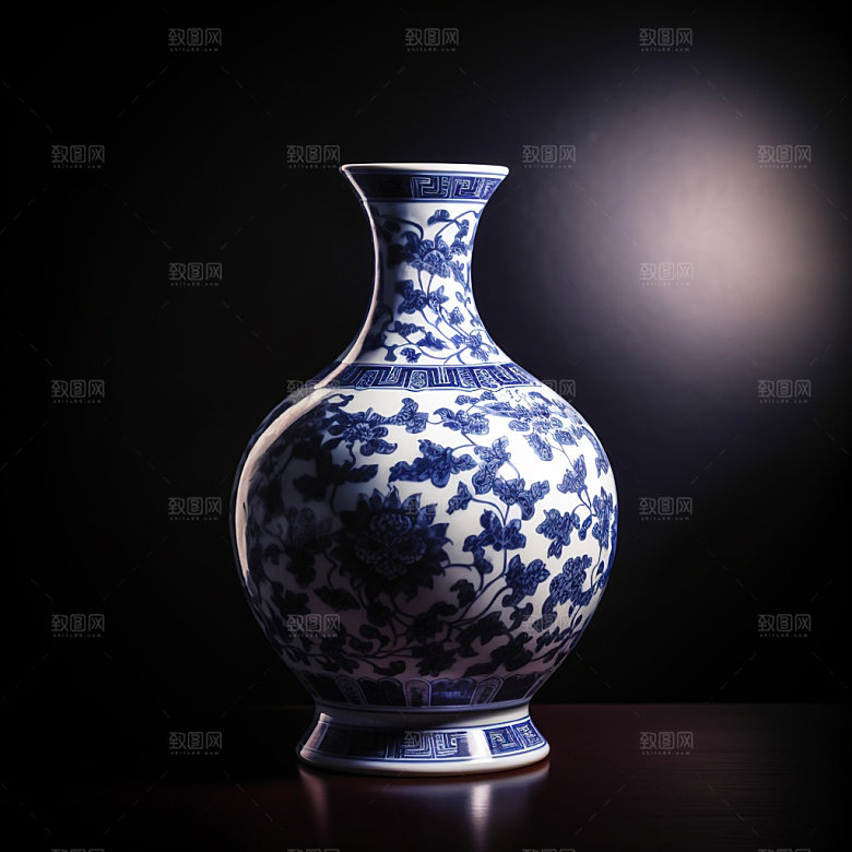 青花瓷古玩器皿模型