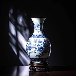 青花瓷花瓶古董模型