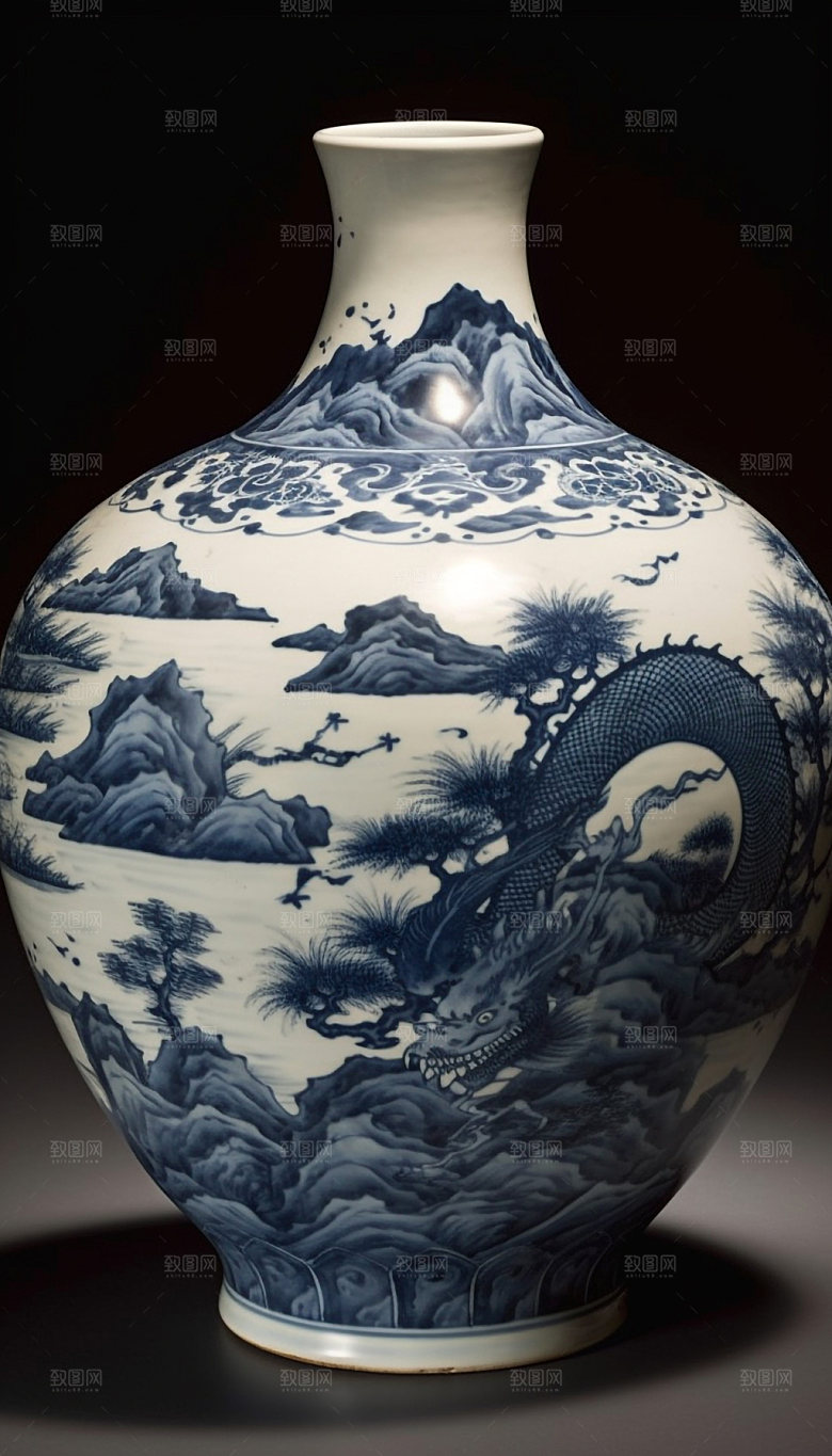 青花瓷古董古玩模型