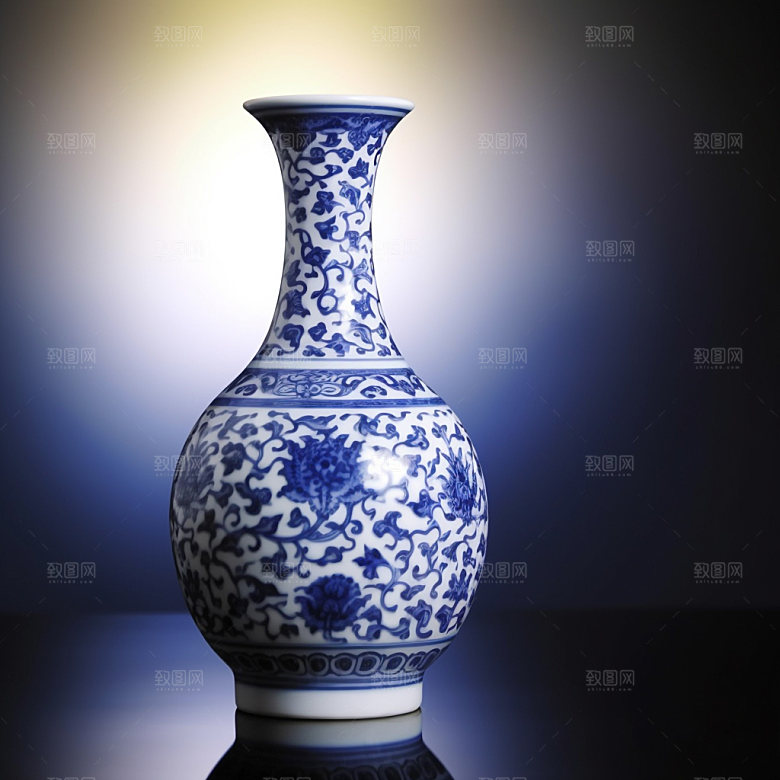 青花瓷瓷器古玩模型