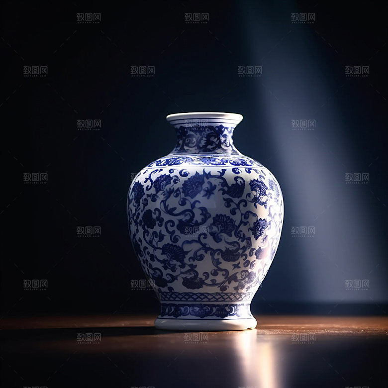 青花瓷瓷器古玩模型