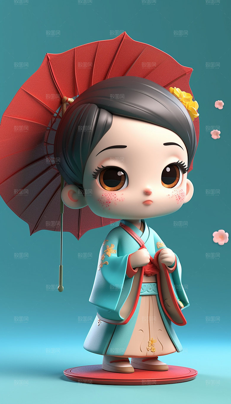 汉服3D立体人偶模型