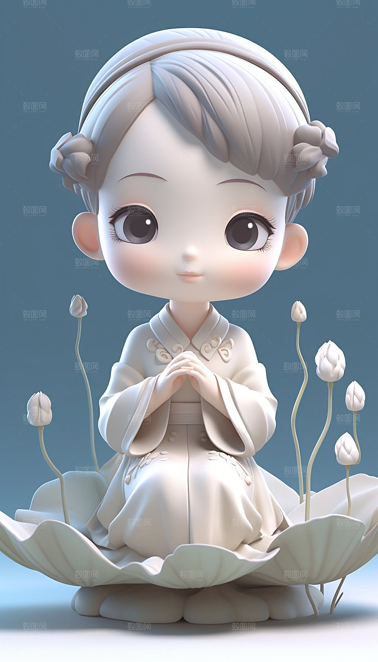 汉服少女立体人偶模型
