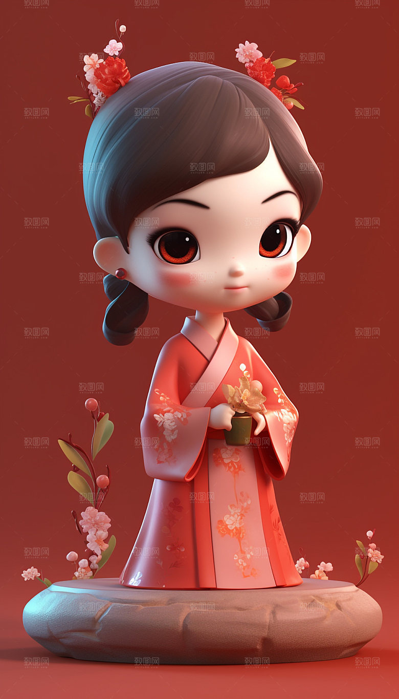 汉服国潮儿童人偶模型