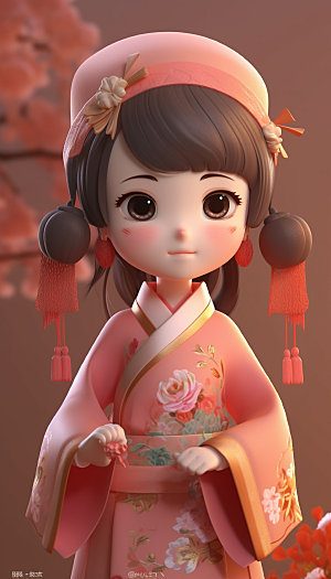 汉服传统中国风人偶模型