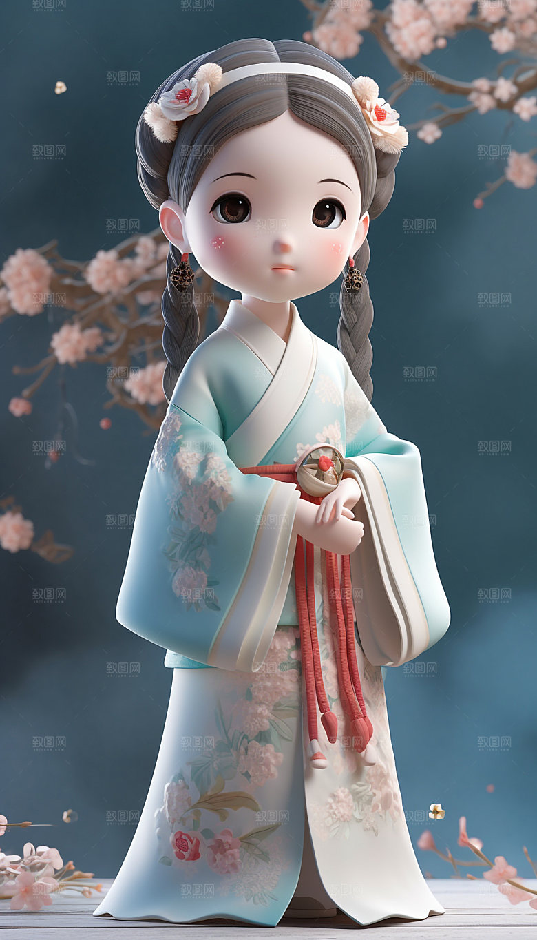 汉服梦幻少女人偶模型