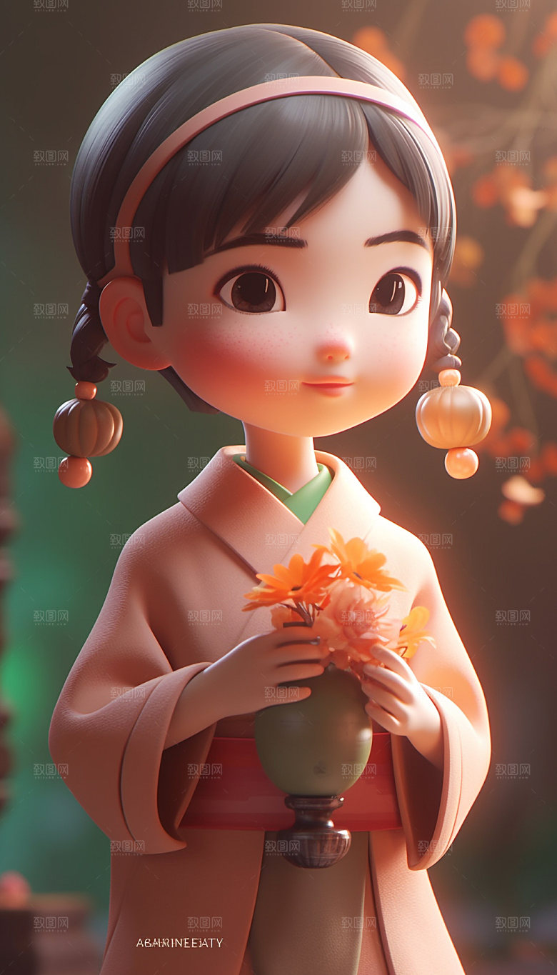 汉服立体传统人偶模型