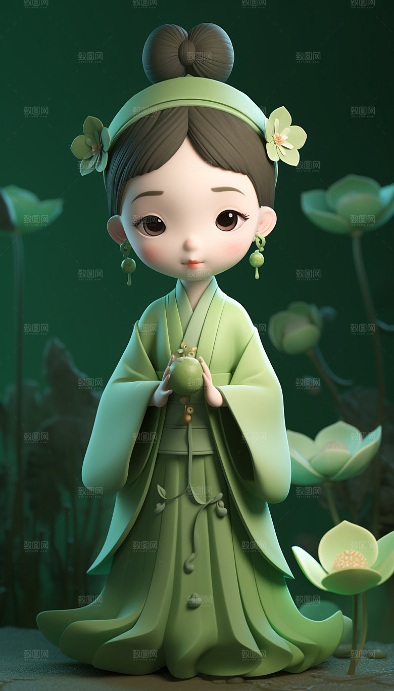 汉服可爱玩偶人偶模型