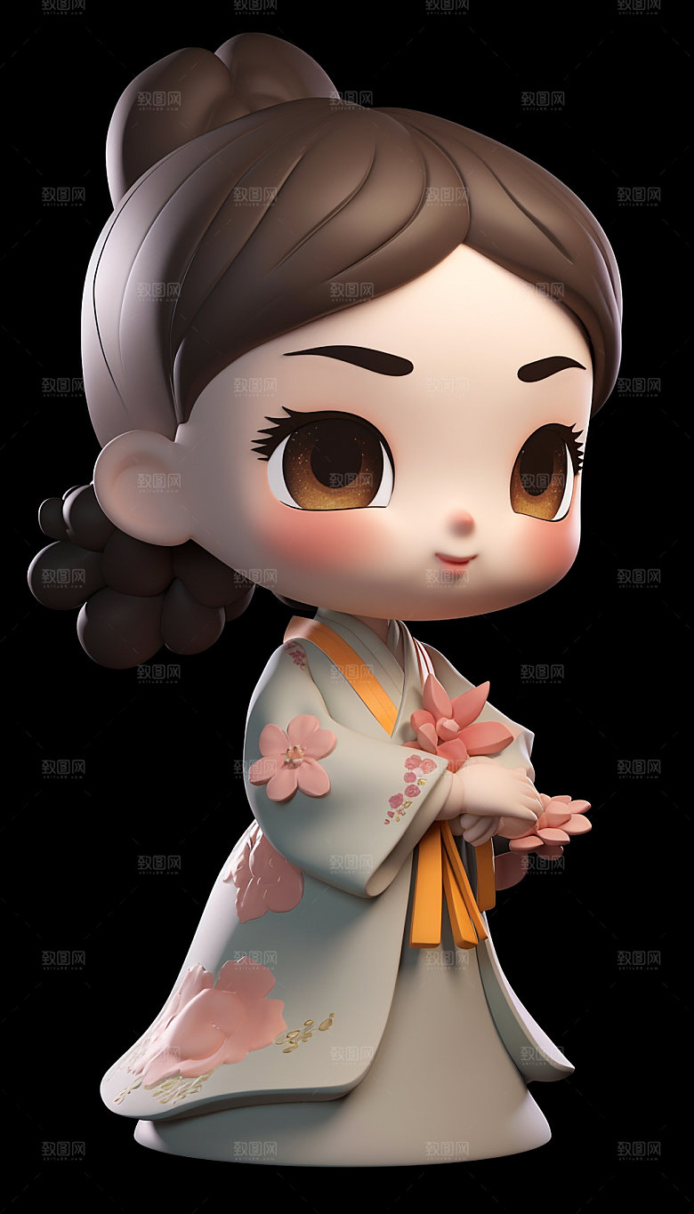 汉服传统少女人偶模型