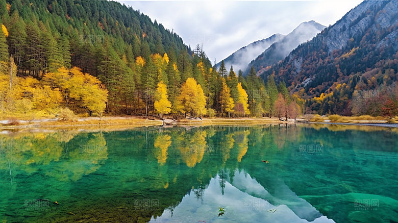 四川湖泊雪山摄影图