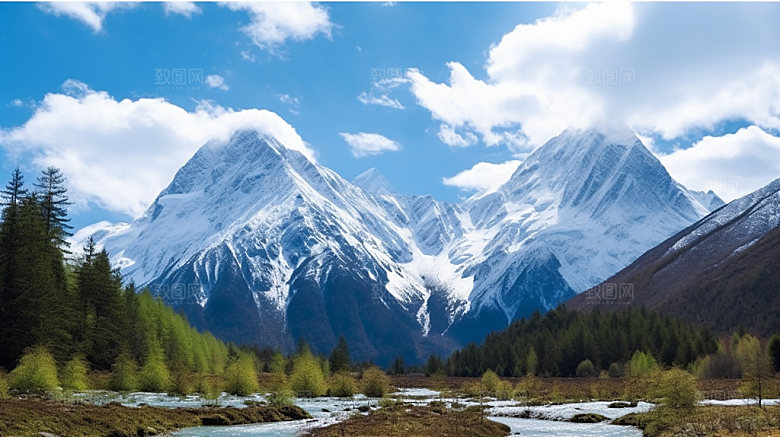 四川景区雪山摄影图