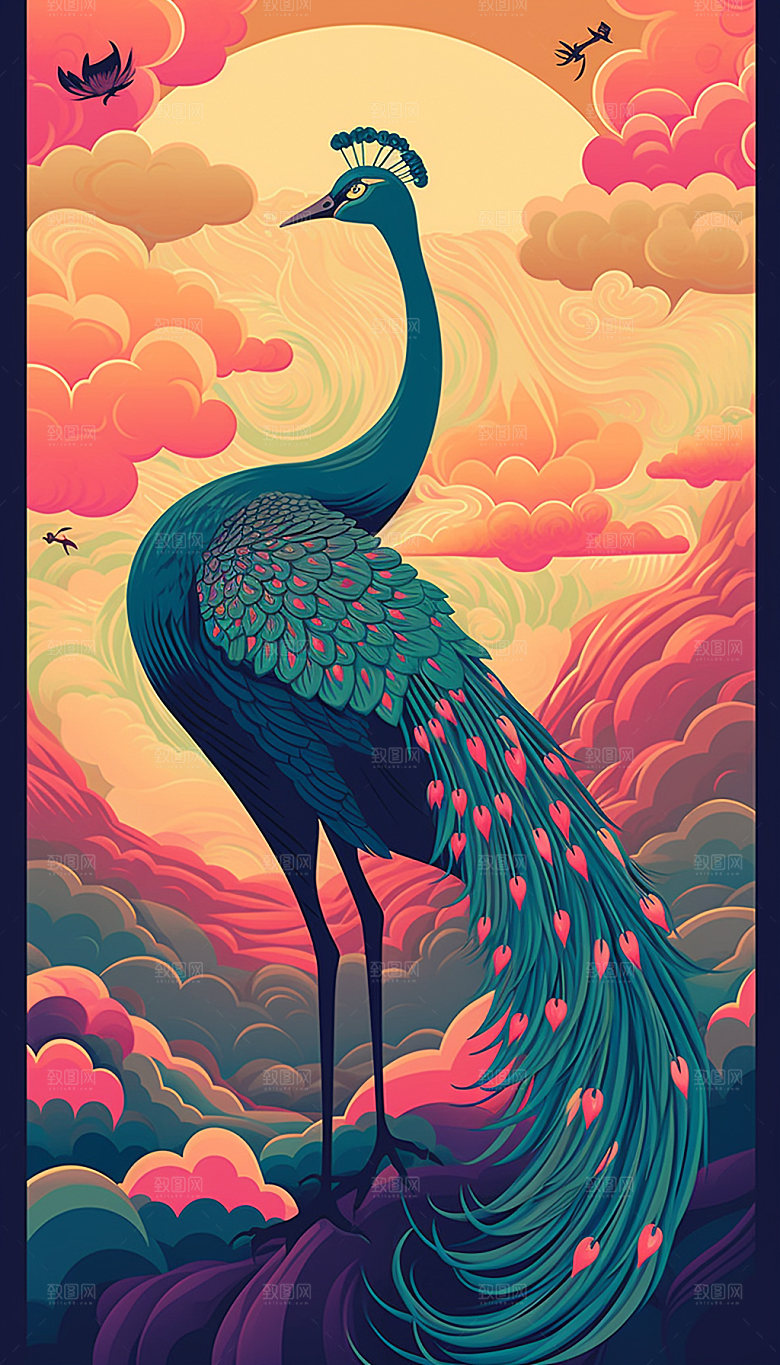国潮风手绘传统祥云插画