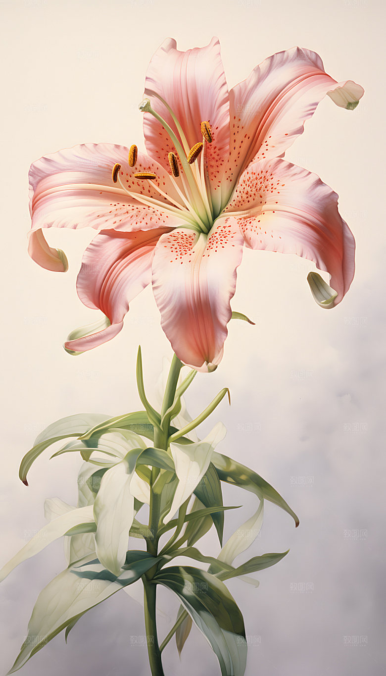 百合花元素植物插画