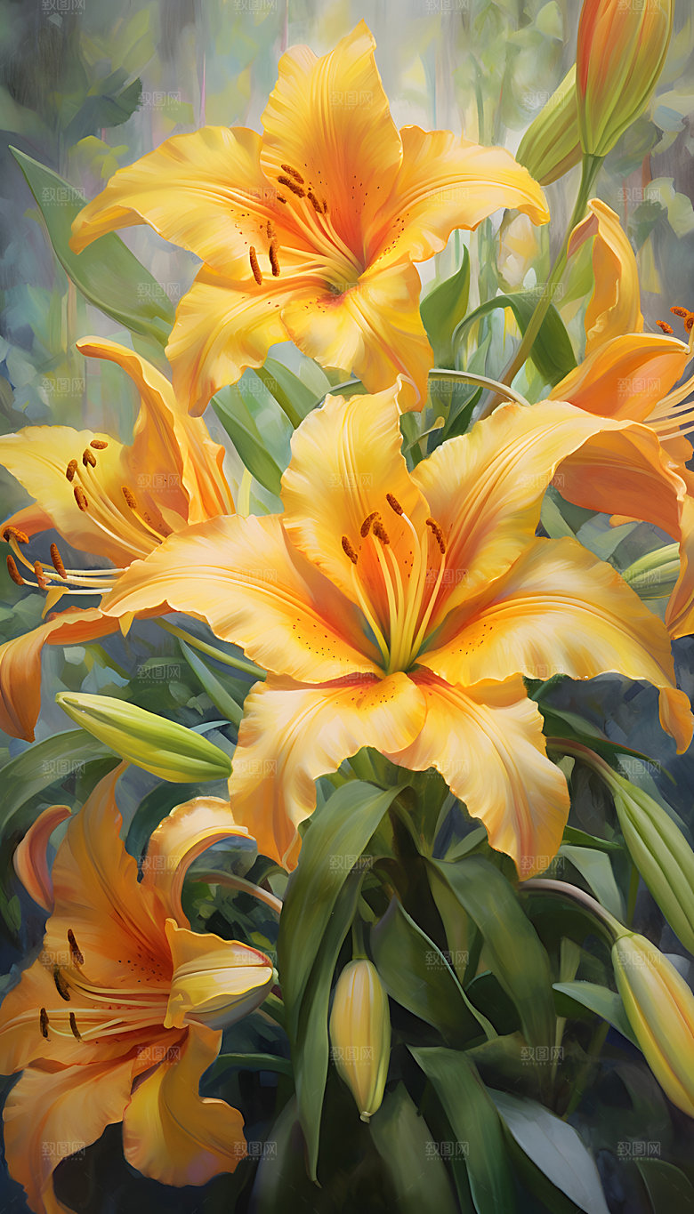 百合花清新典雅插画