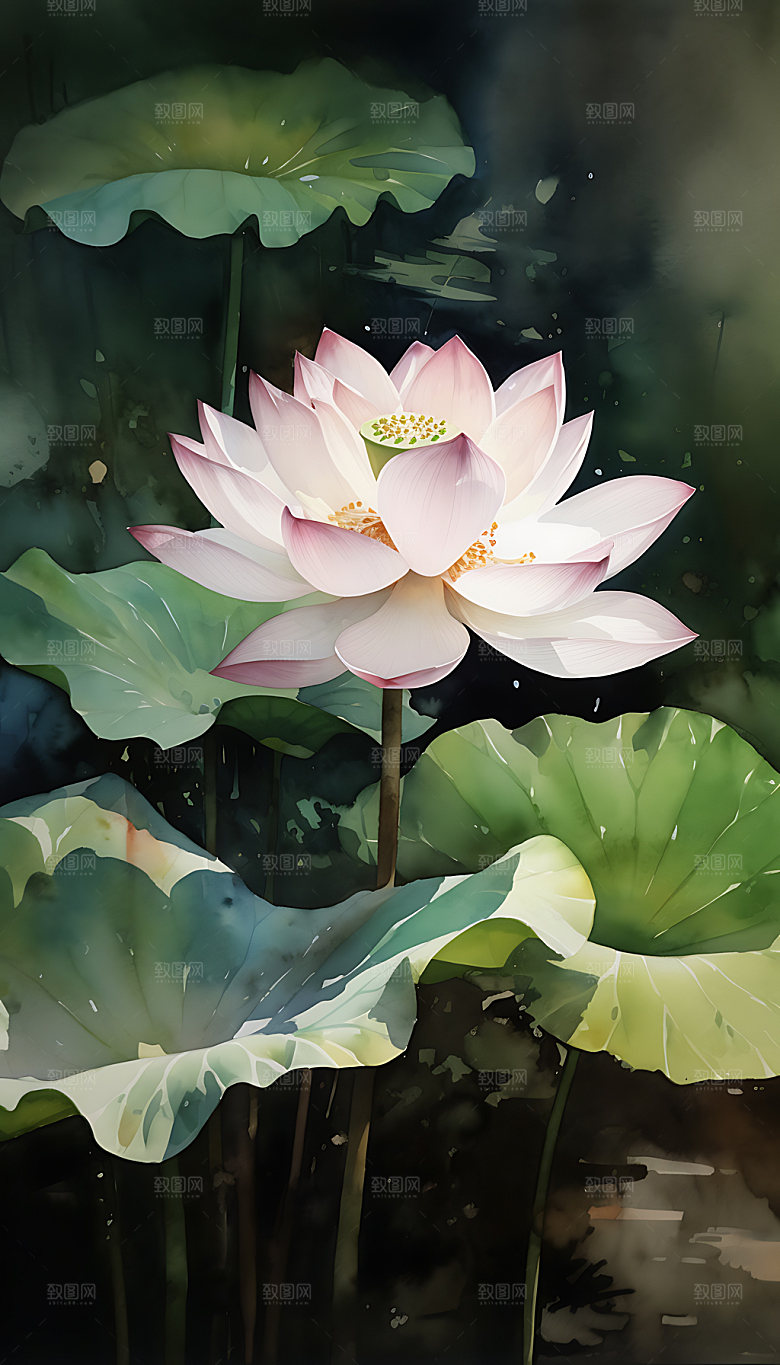 牡丹典雅中国风插画