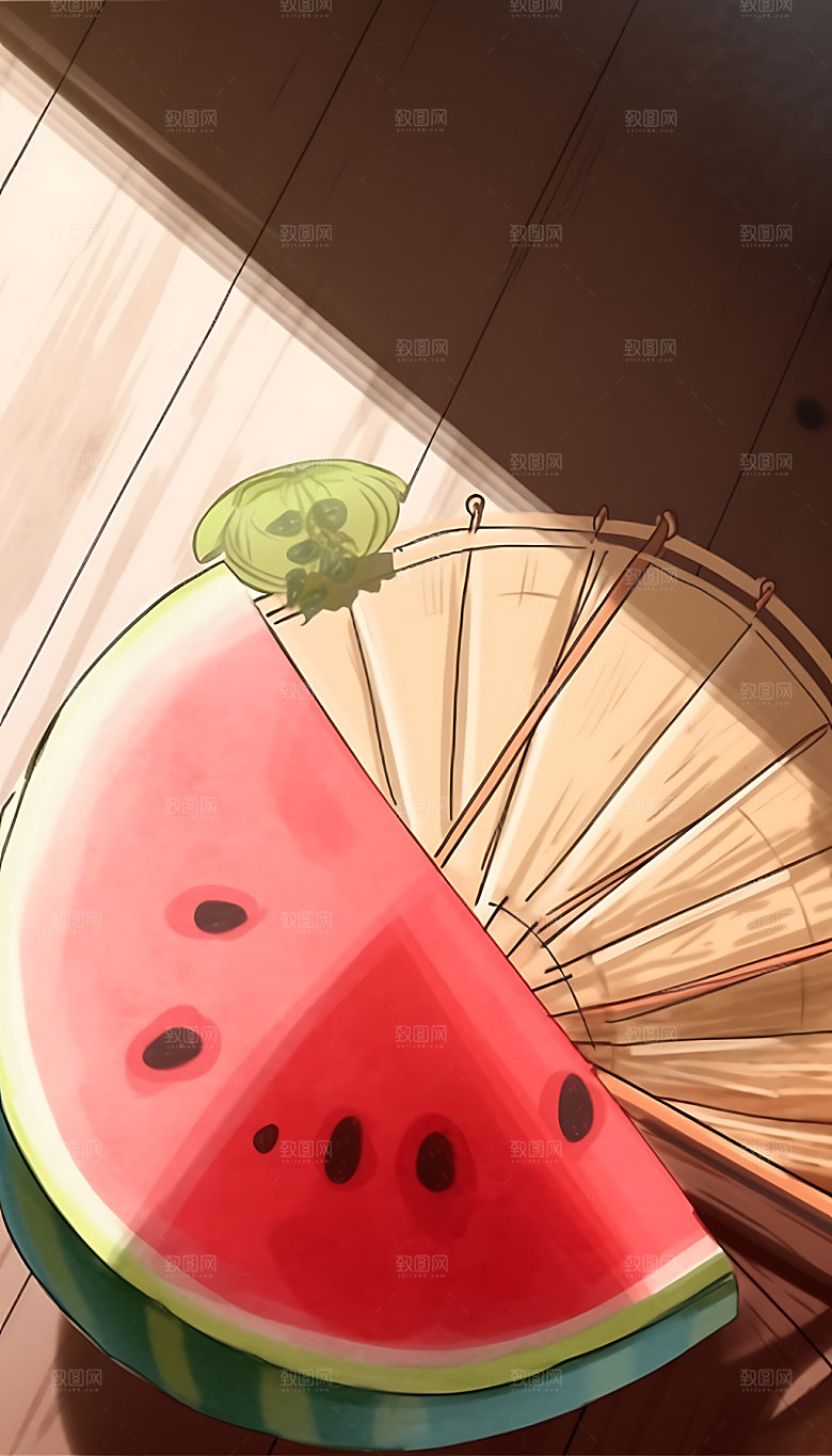 处暑手绘夏季插画
