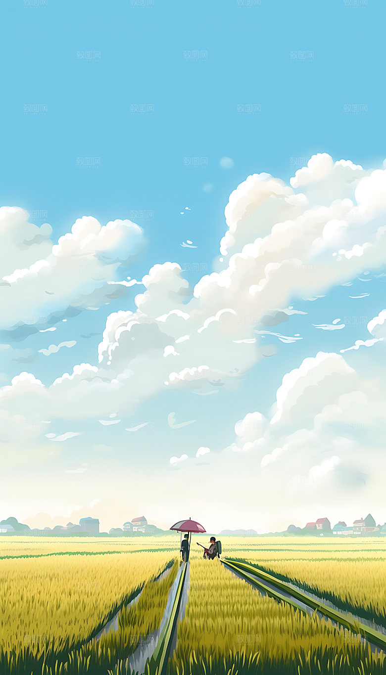 处暑自然节气插画