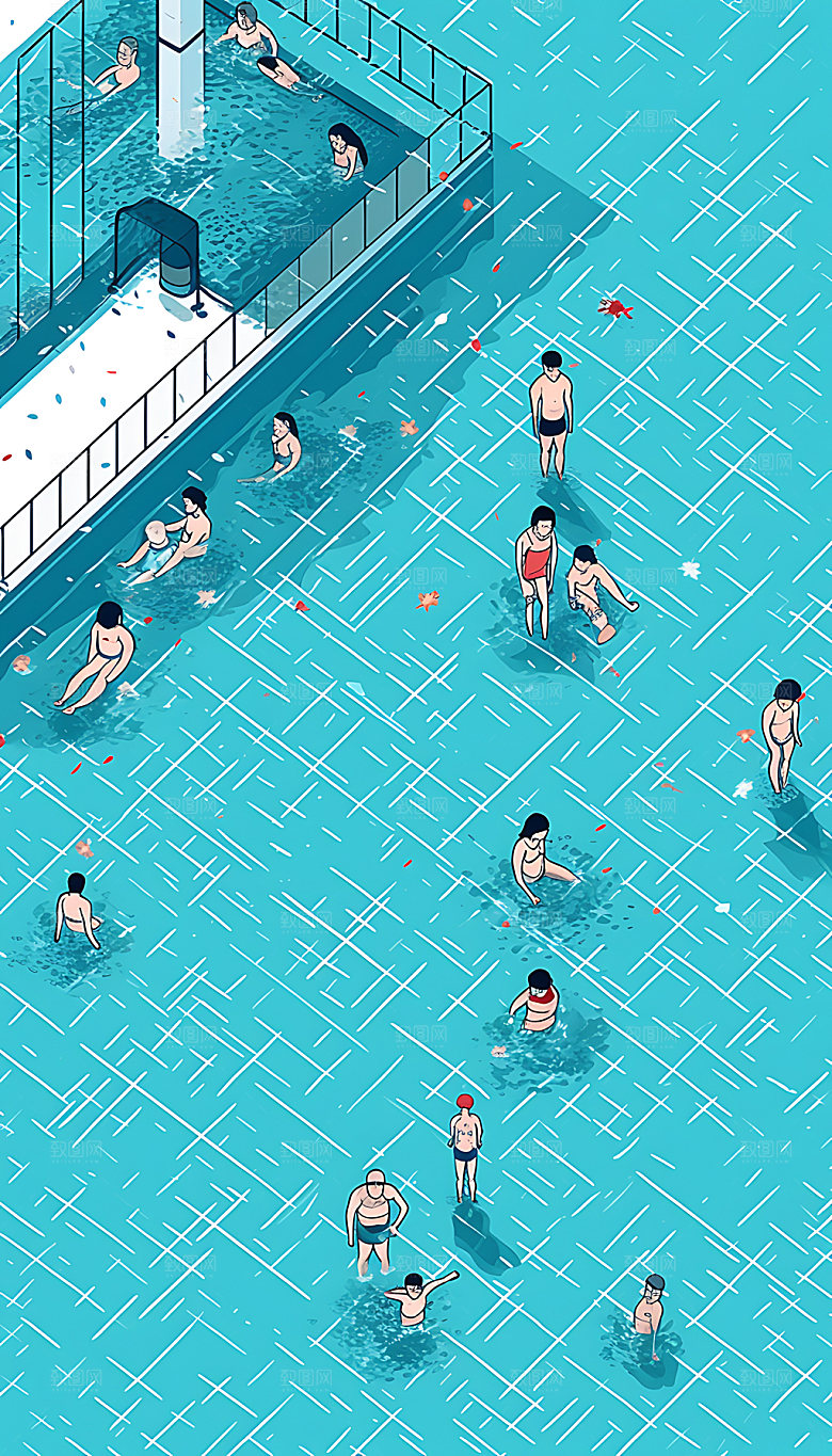 处暑夏季手绘插画