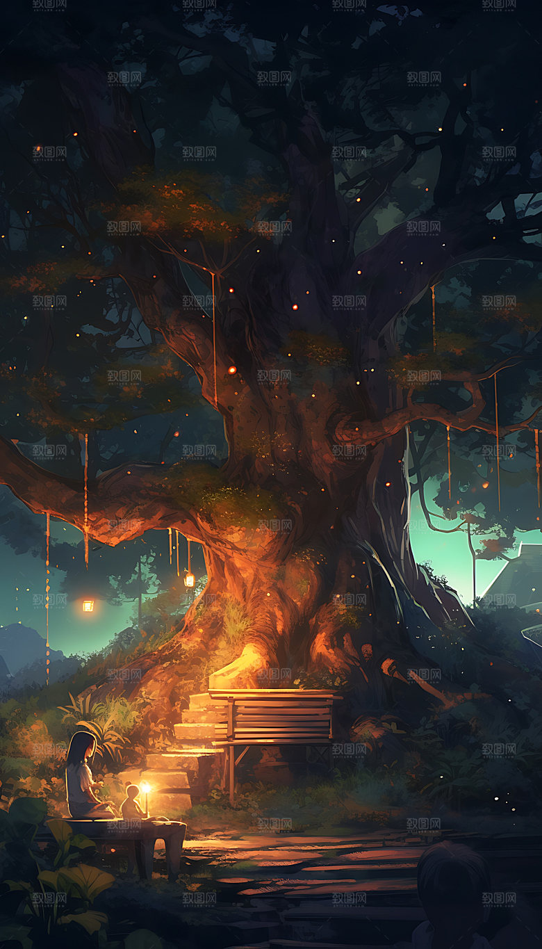 处暑夏日夏季插画