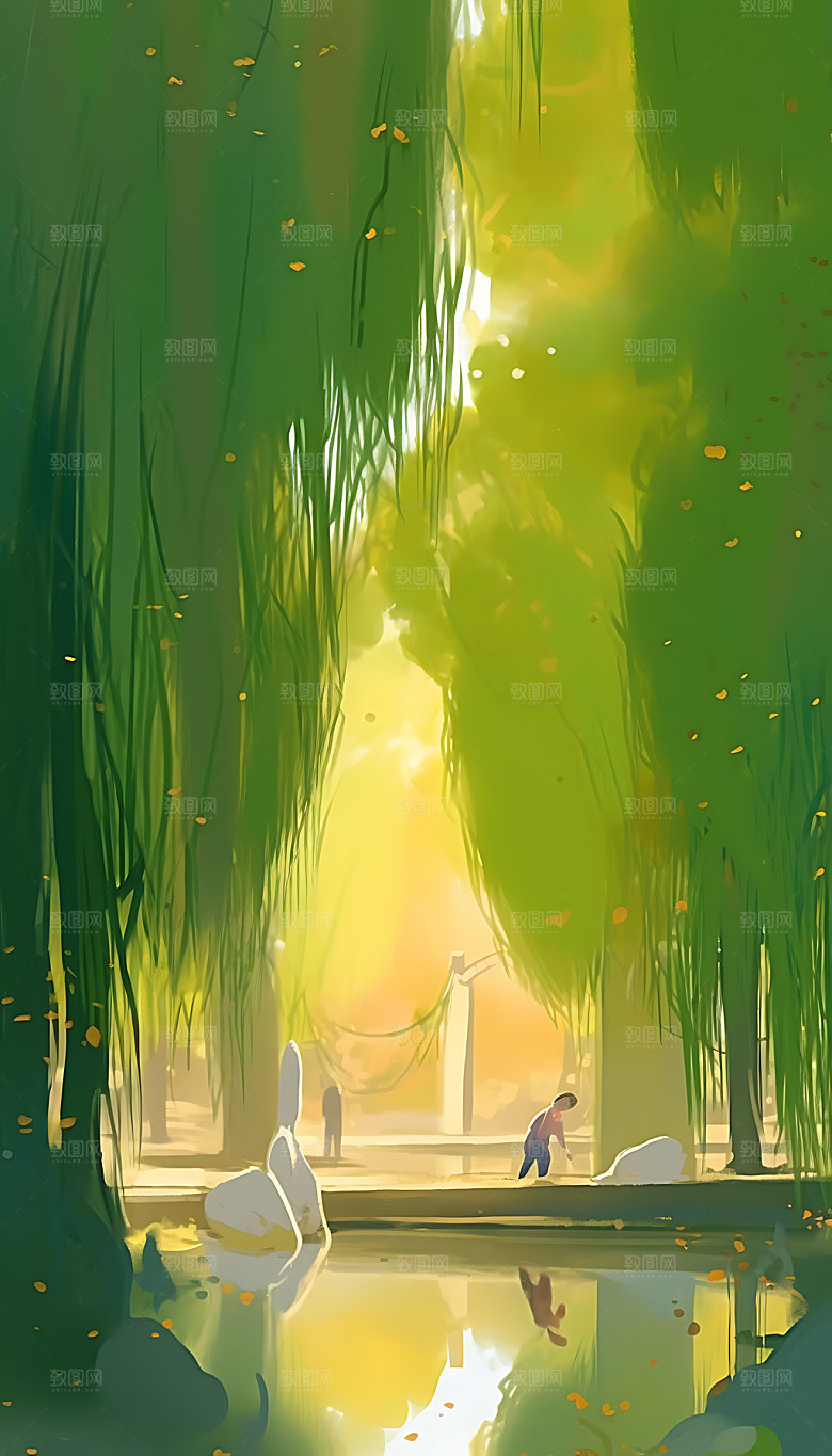处暑节气手绘插画