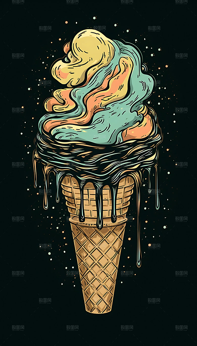 大暑消暑夏日插画
