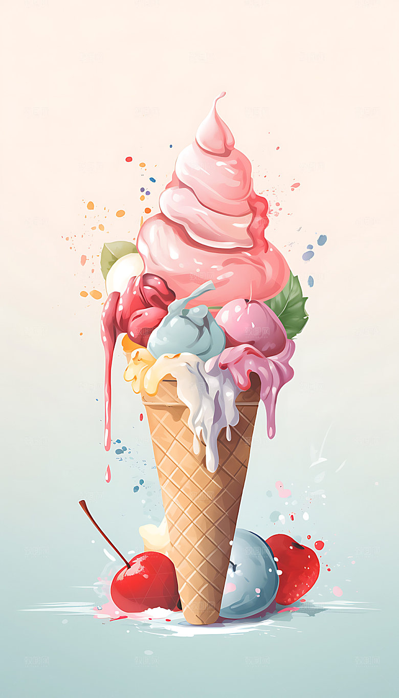 大暑节气夏日插画