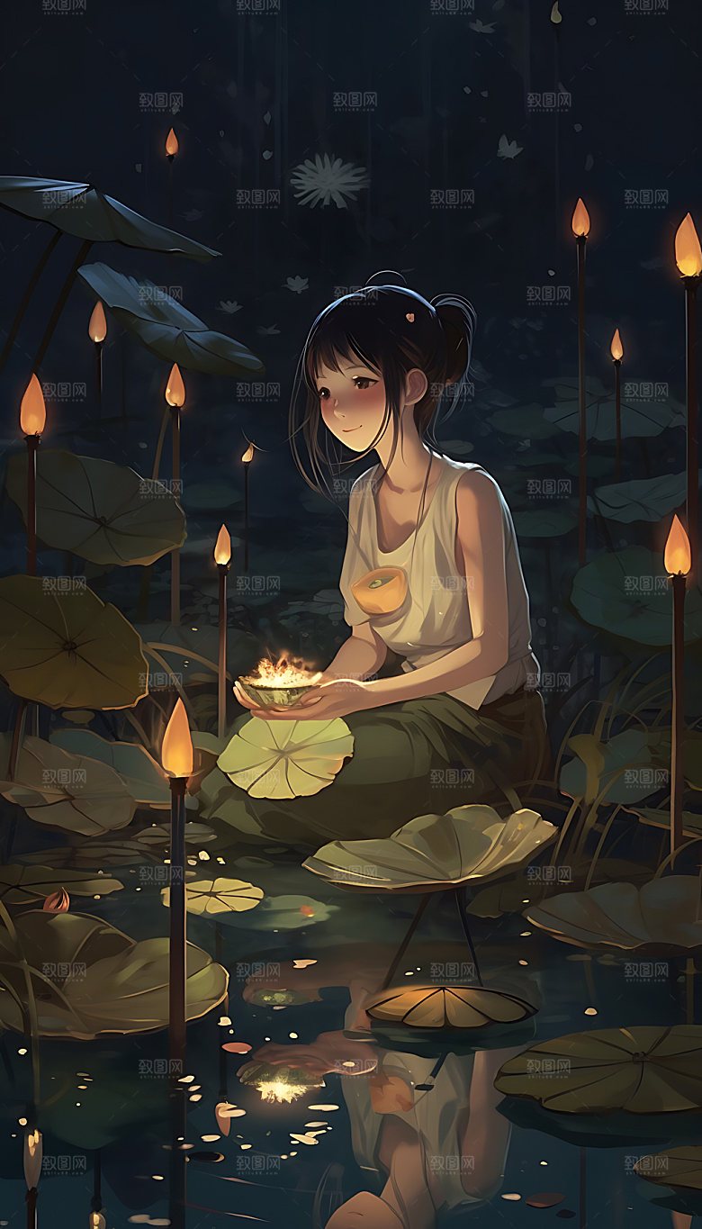 大暑炎热夏季插画