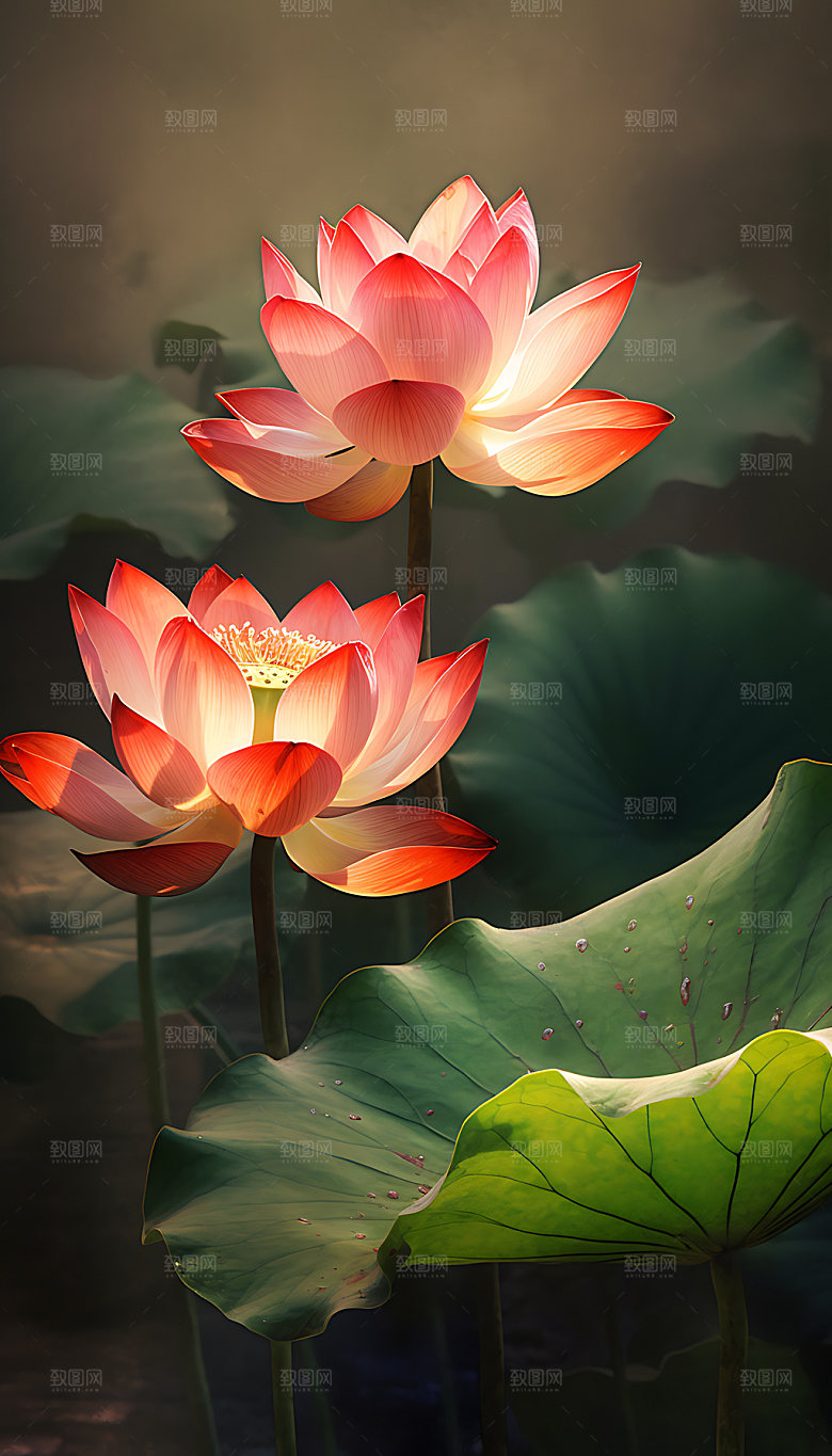 荷花中国风清新插画