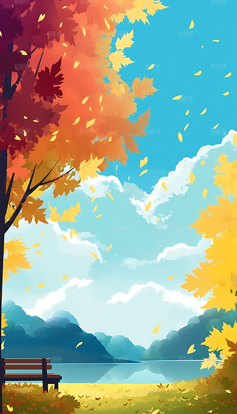 立秋风景节气插画