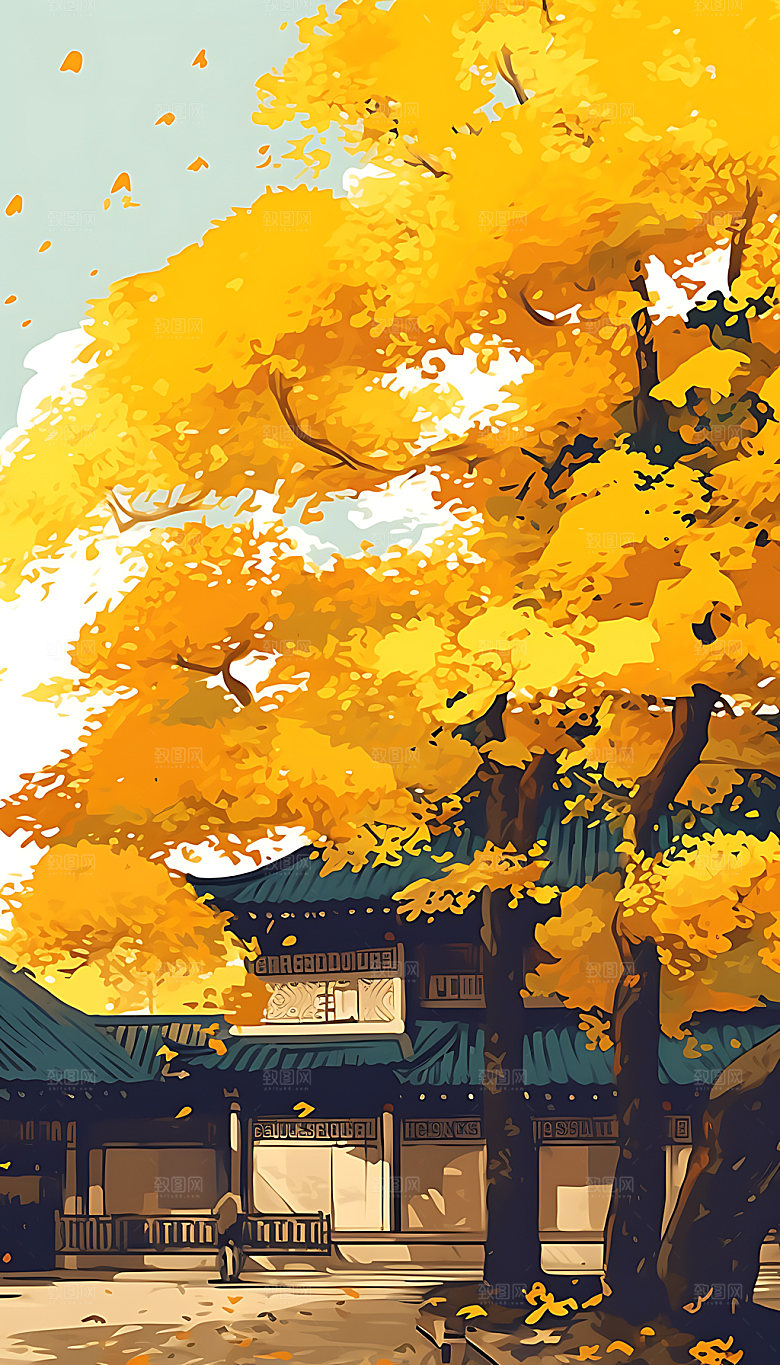 立秋秋日节气插画