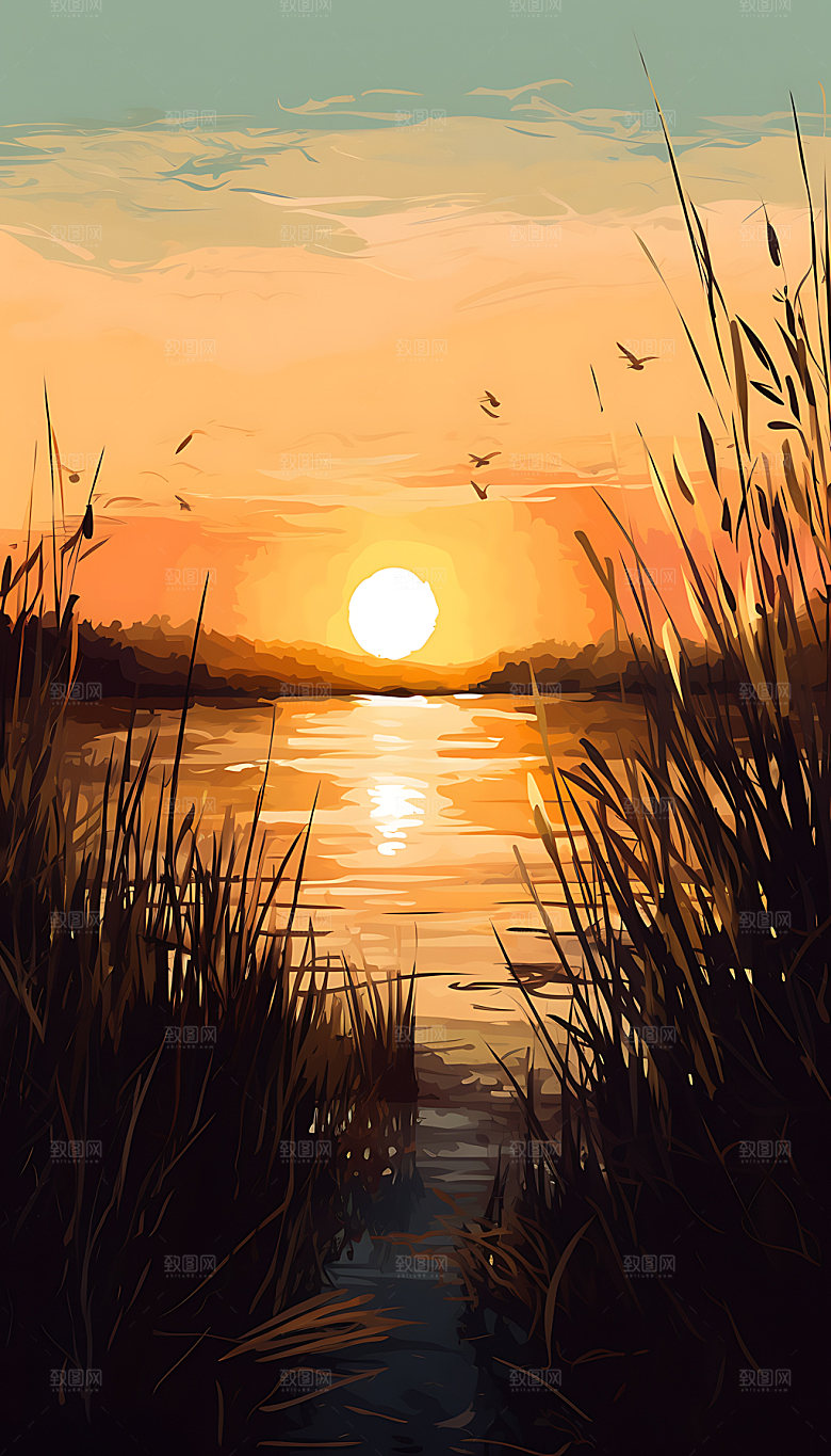 立秋秋天风景插画