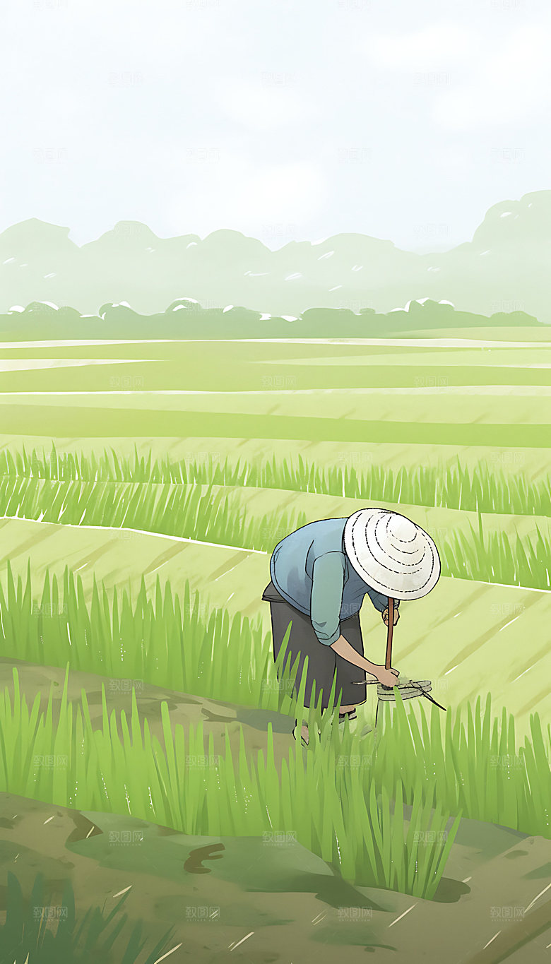 芒种乡村节气插画