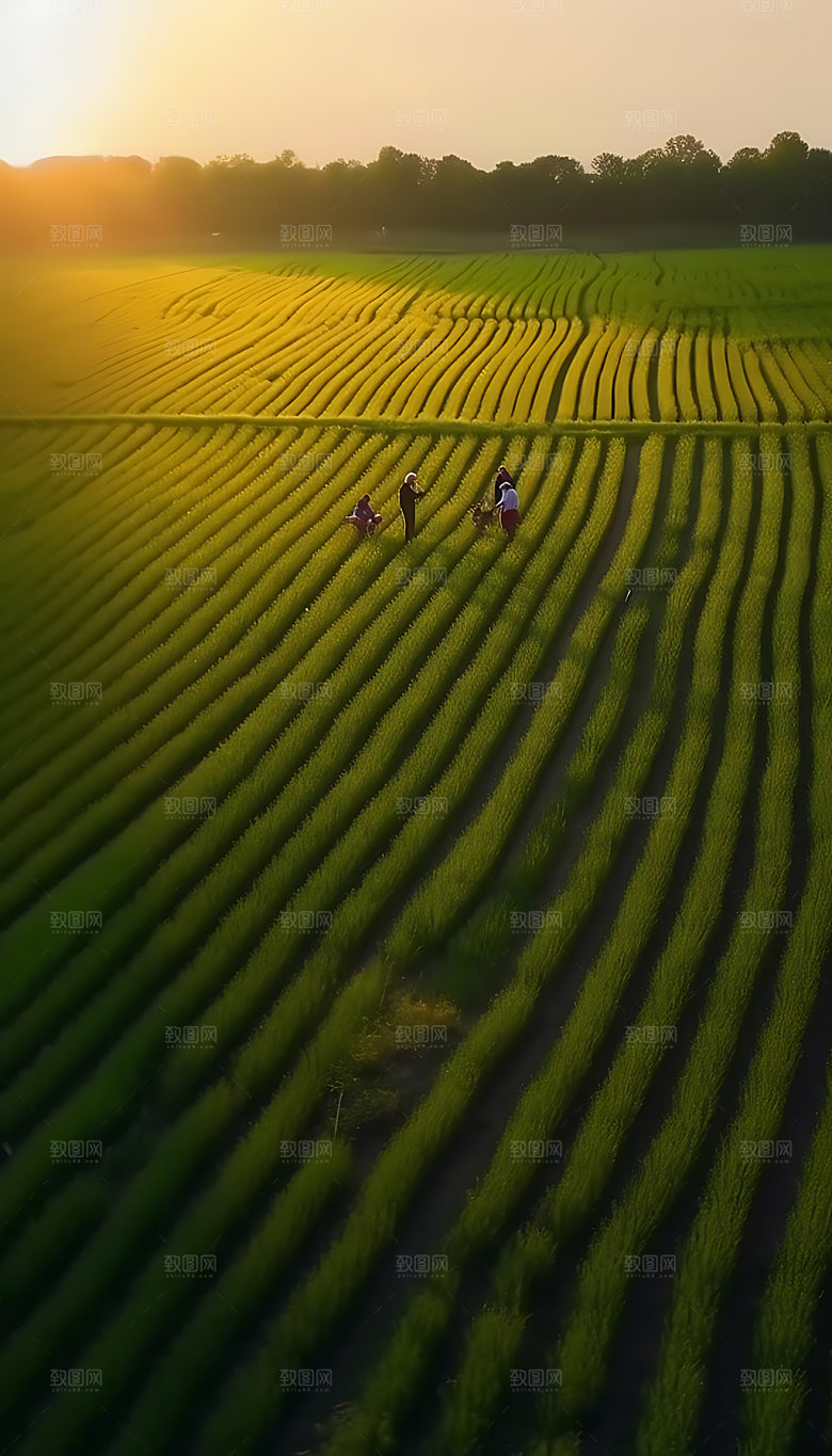 芒种麦田丰收摄影图