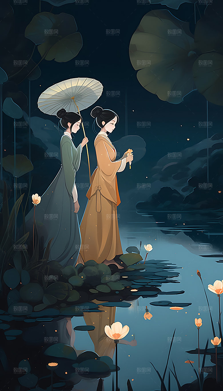 小暑夏季夏日插画