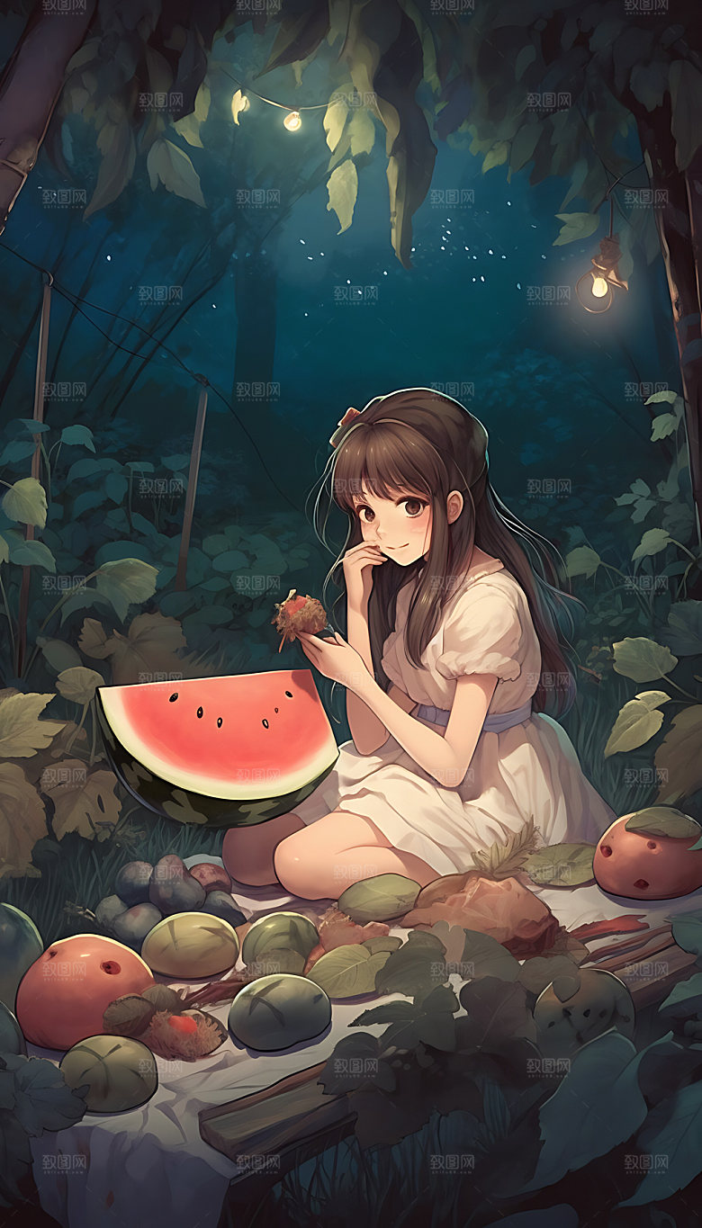小暑夏季夏日插画