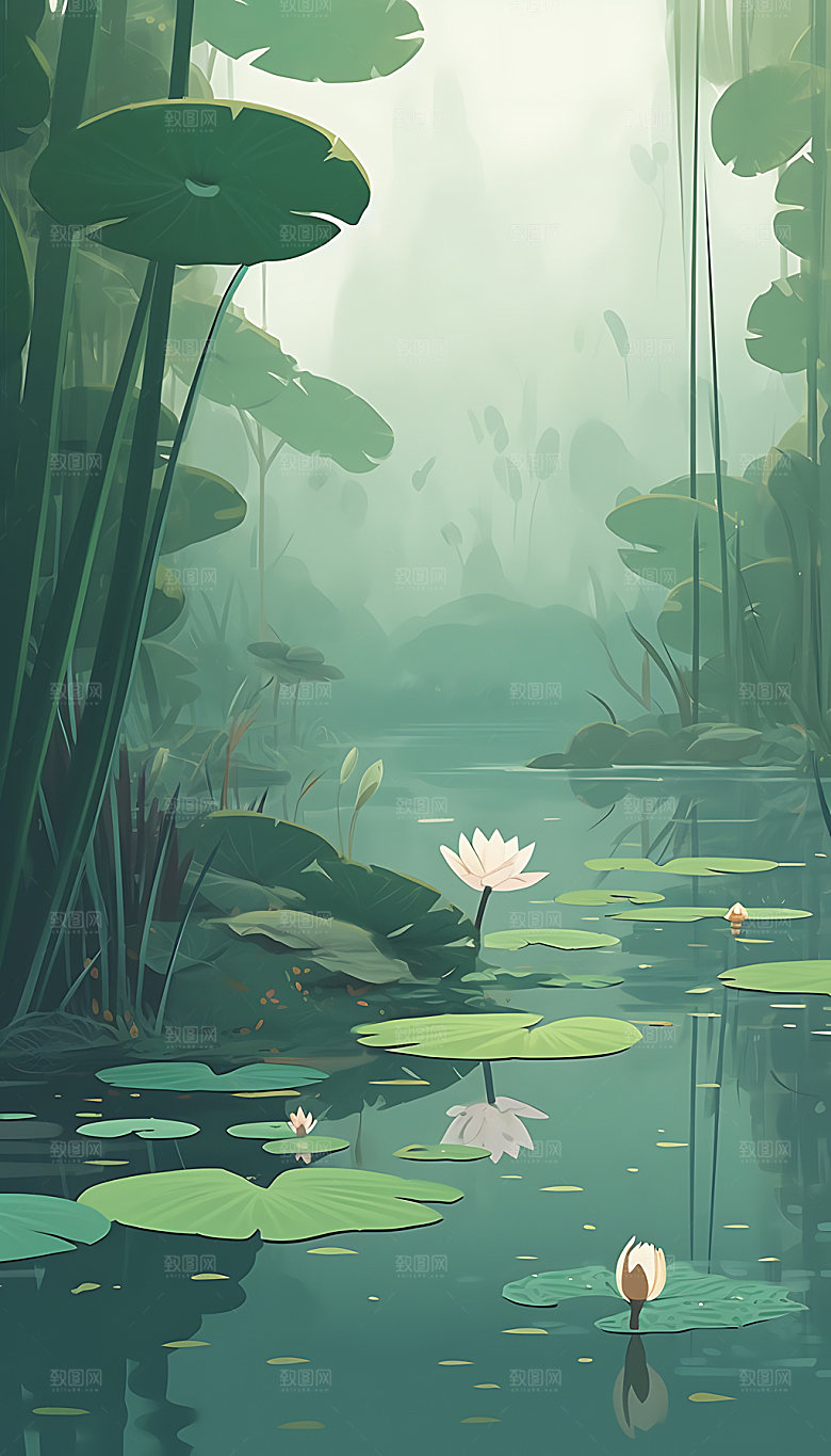 小暑夏季手绘插画