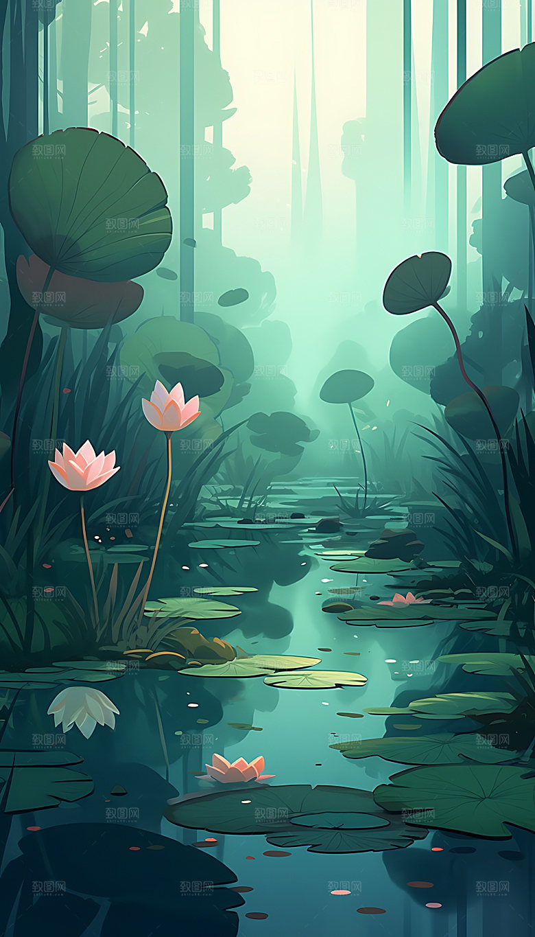 小暑炎热节气插画