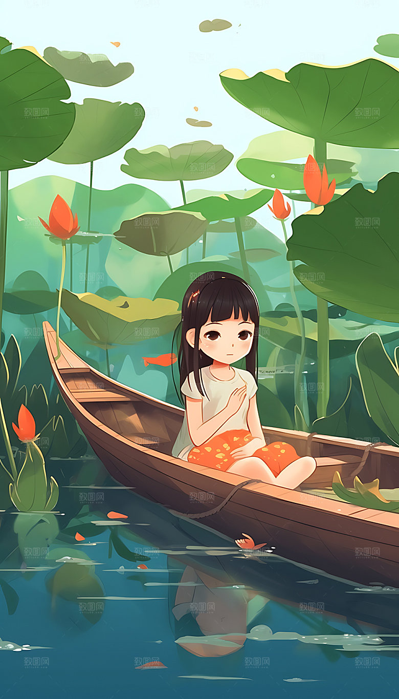 小暑夏日节气插画