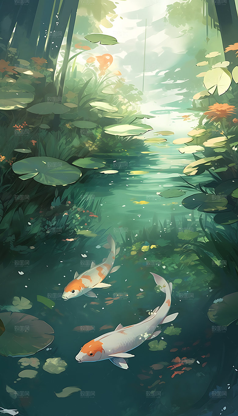 小暑清新炎热插画