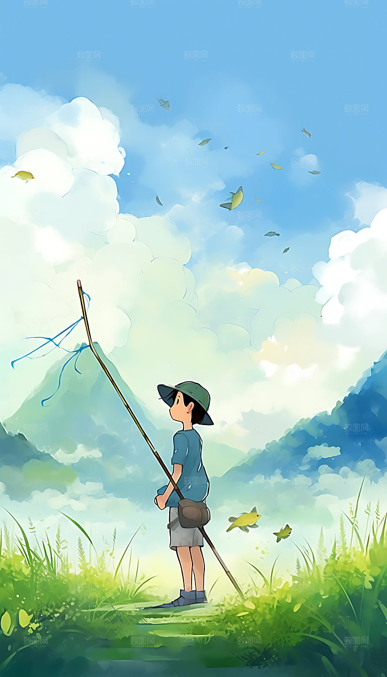 夏至清新炎热插画