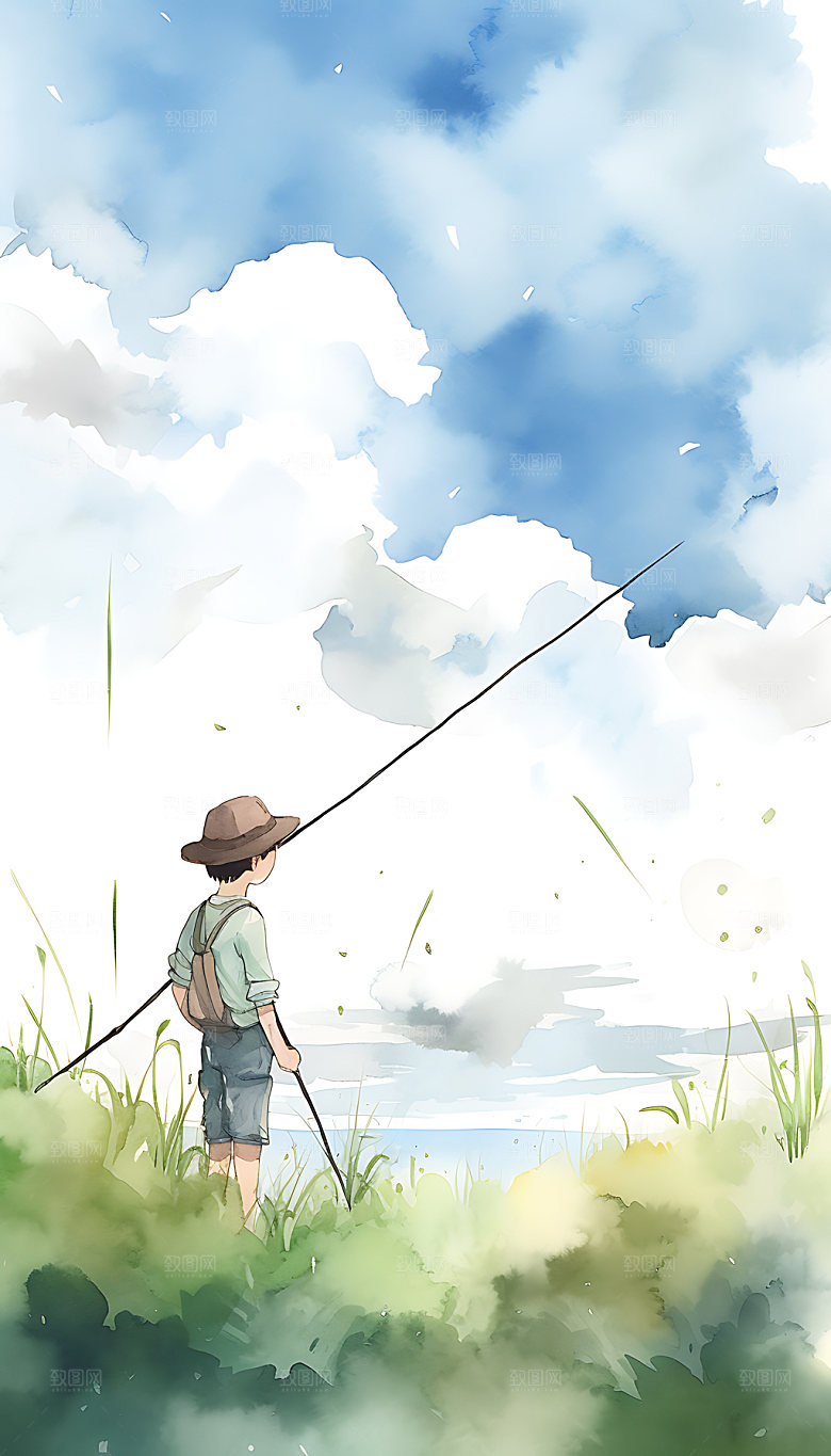夏至夏季手绘插画