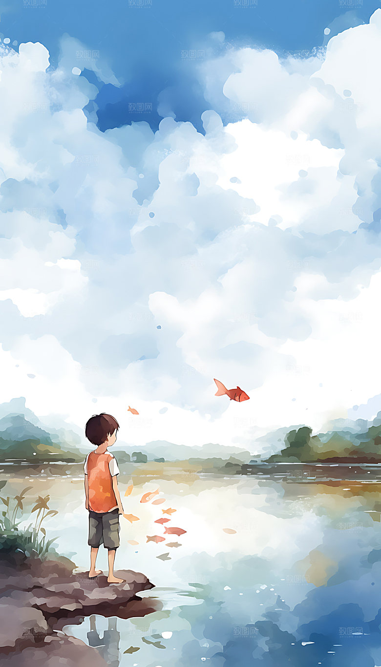 夏至手绘夏日插画