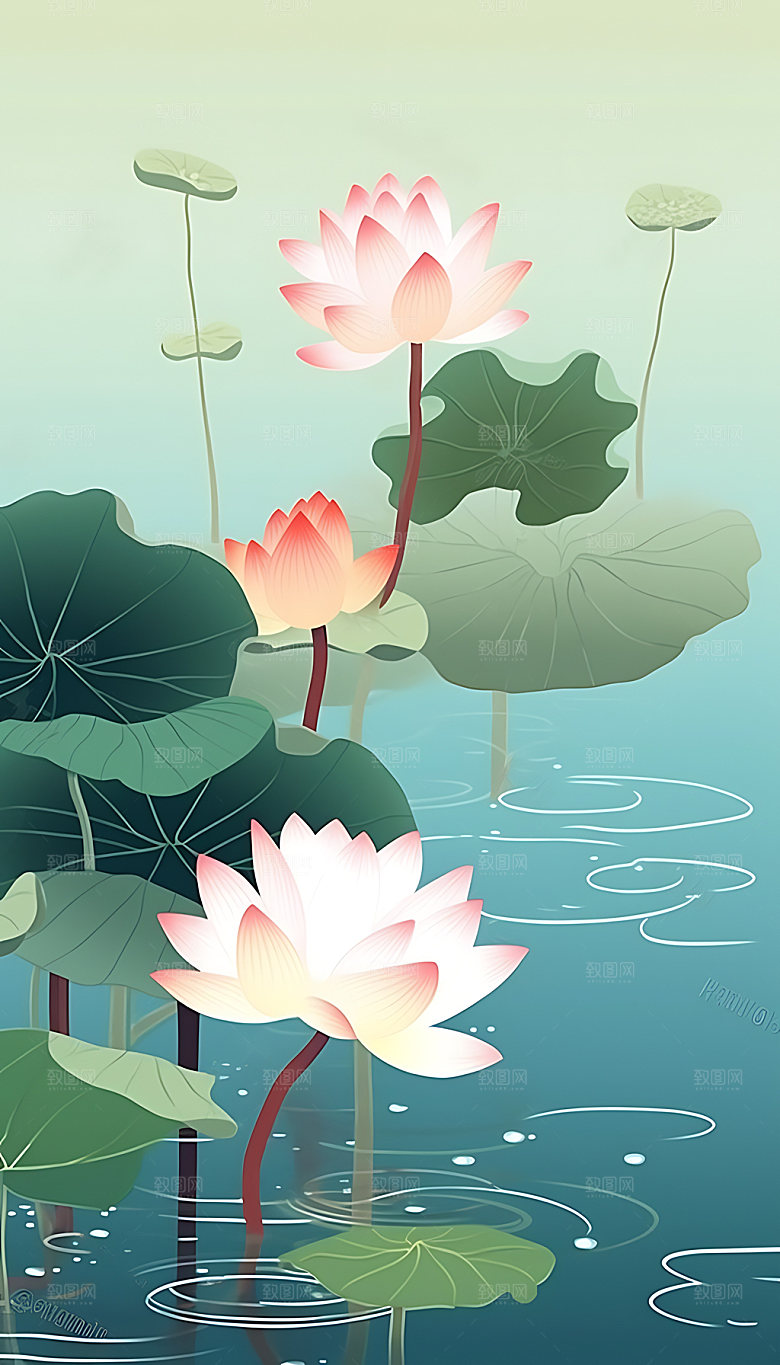 夏至节气夏日插画