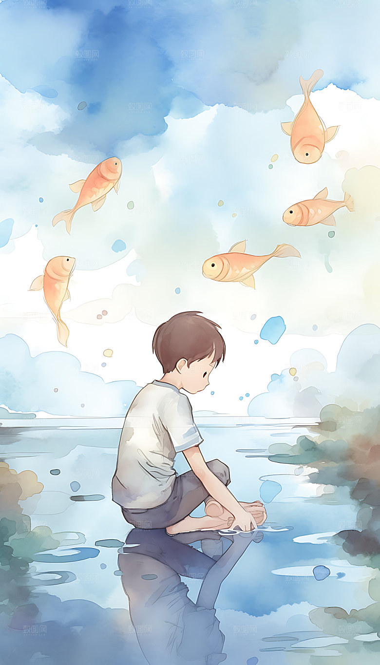 夏至夏季炎热插画