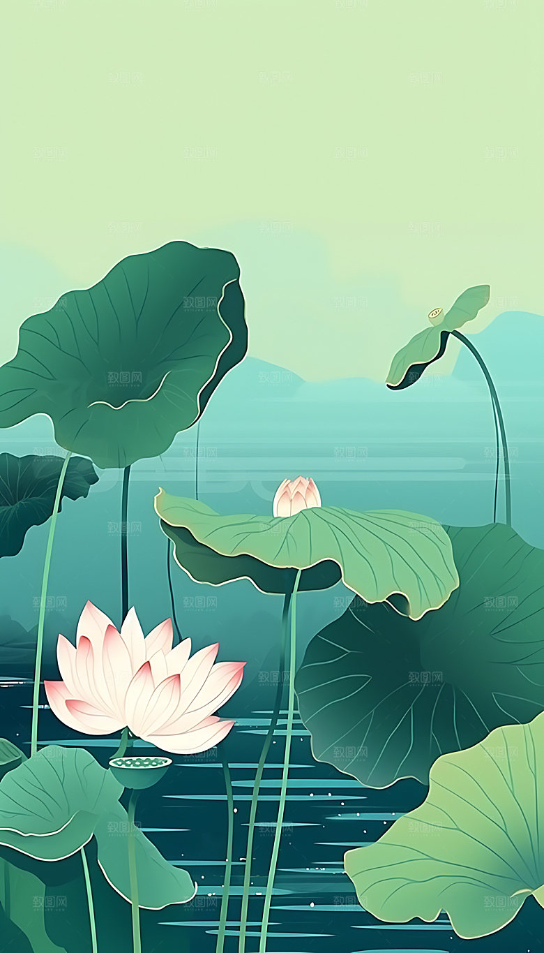 夏至夏日夏季插画