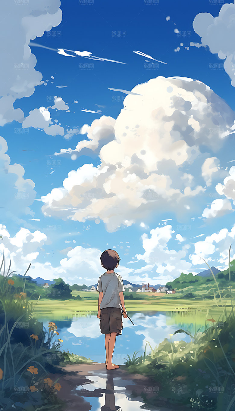 夏至炎热夏日插画
