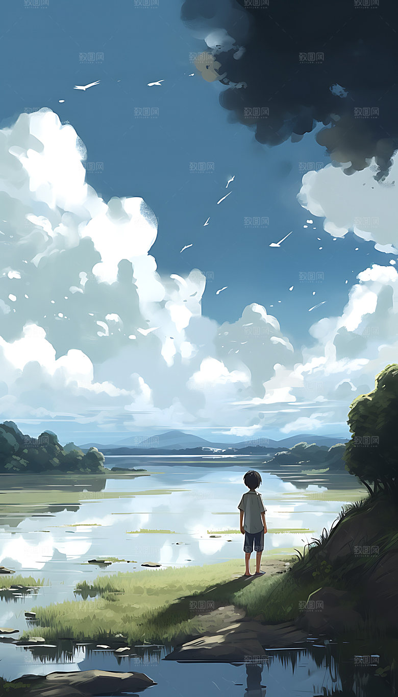 夏至炎热节气插画