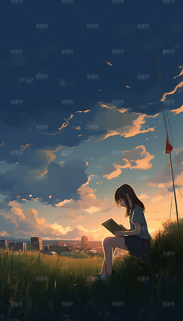 夏至夏季自然插画